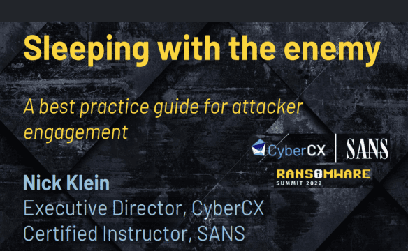 Sleeping with the enemy – A best practice guide for attacker engagement by  Nick Klein.