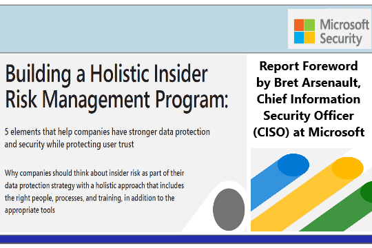 Building a Holistic Insider Risk Management Program – 5 elements that help companies have stronger data protection and security while protecting user trust by Microsoft Security
