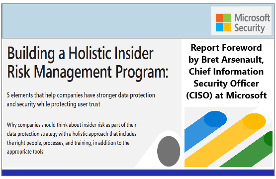 Building a Holistic Insider Risk Management Program – 5 elements that help companies have stronger data protection and security while protecting user trust by Microsoft Security