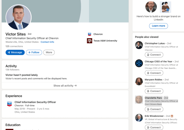 Fake CISO Profiles on LinkedIn Target Fortune 500s