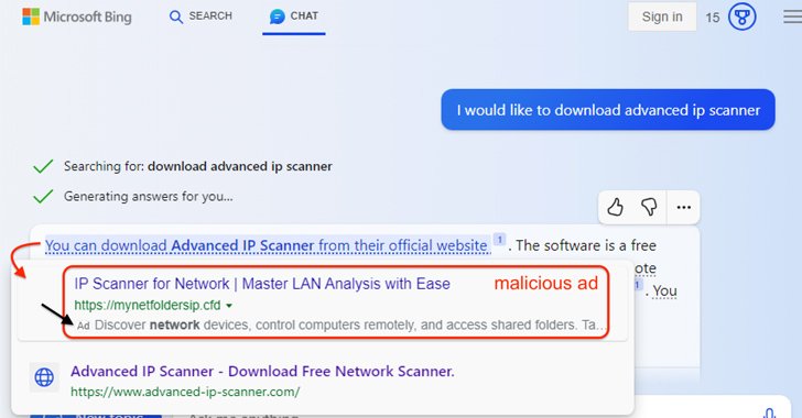 Microsoft’s AI-Powered Bing Chat Ads May Lead Users to Malware-Distributing Sites – Source:thehackernews.com