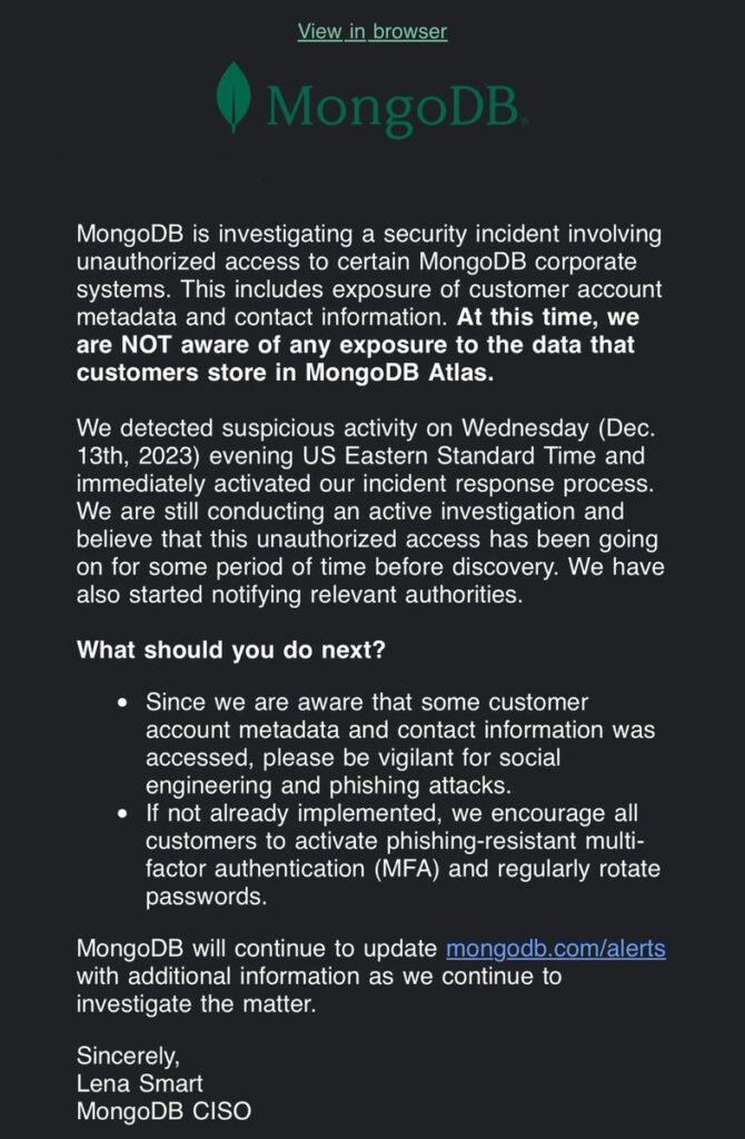 mongodb-investigates-a-cyberattack,-customer-data-exposed-–-source:-securityaffairs.com