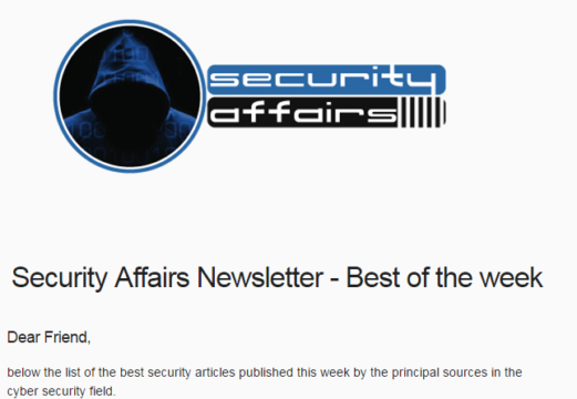 Security Affairs newsletter Round 450 by Pierluigi Paganini – INTERNATIONAL EDITION – Source: securityaffairs.com