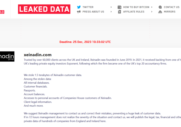 lockbit-ransomware-gang-claims-to-have-breached-accountancy-firm-xeinadin-–-source:-securityaffairs.com