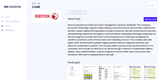 INC RANSOM ransomware gang claims to have breached Xerox Corp – Source: securityaffairs.com