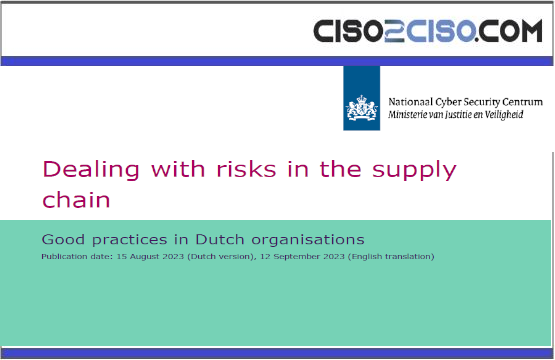 Dealing with risks in the supply chain – Good practices in Dutch organisations