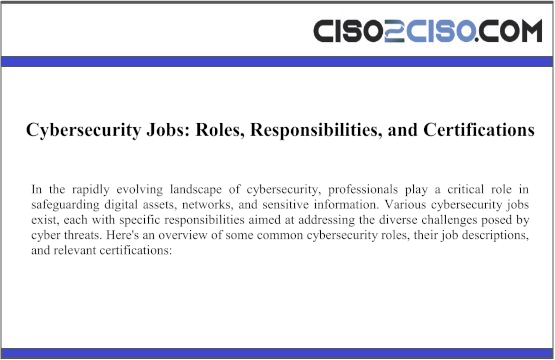 Cybersecurity Jobs: Roles, Responsibilities, and Certifications