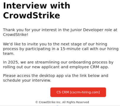 Phishers abuse CrowdStrike brand targeting job seekers with cryptominer – Source: securityaffairs.com