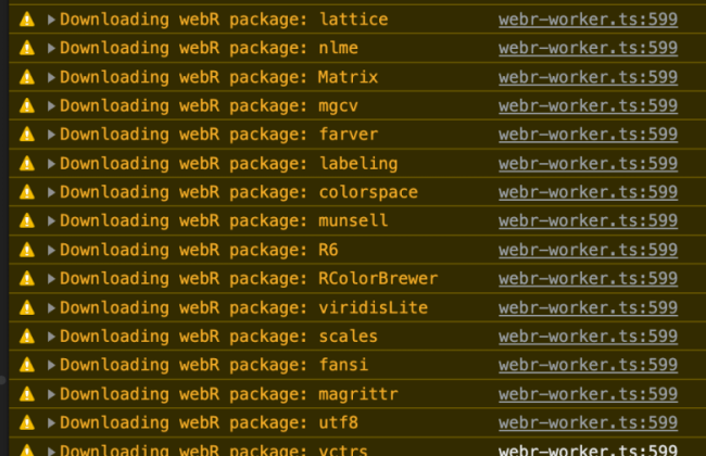 WebR WASM R Package Load/Library Benchmarking Rabbit Hole